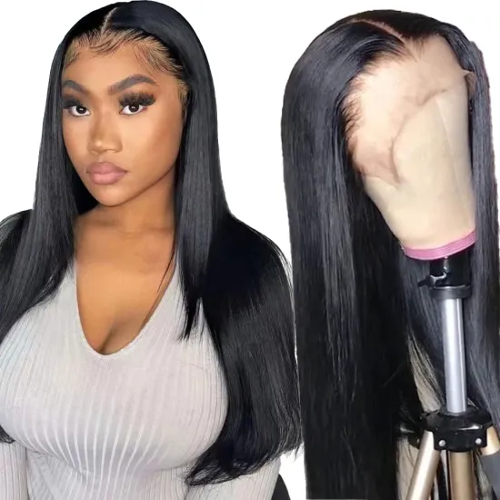 Factory 40 inch pre pluck human hair lace front wigs,human hair wigs for black women,Brazilian hd lace frontal wig vendors