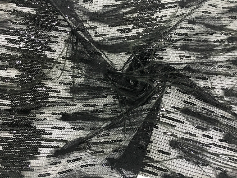 Feather Sequin Embroidery Fabric