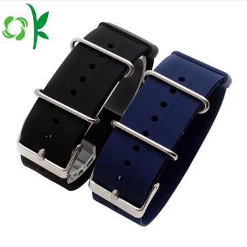 Custom Logo Black/Blue Silicone Watch Bands Smart Strap