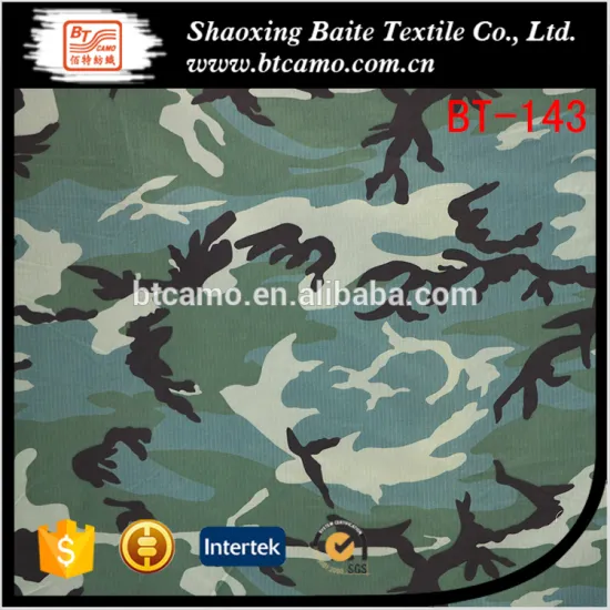 For military uniform Woodland outdoor training cotton polyester camouflage fabric BT-143