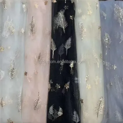 Competitive Price Sequin Velvet Lace Fabric for Wedding Party