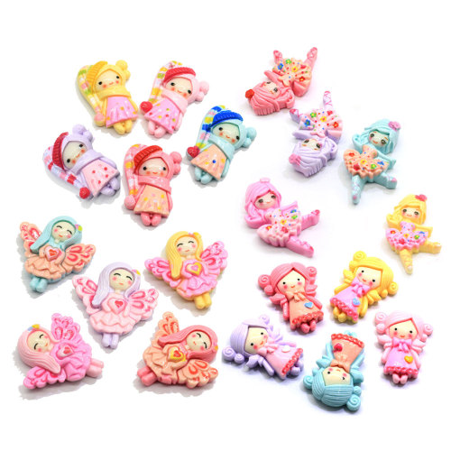 Mix Designs 100Pcs Cartoon Princess Flatback Resin Kawaii Flat Back Cabochons Kids Hair Bows Accessories DIY Embellishments