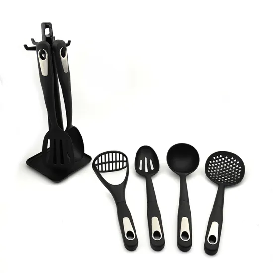 Wholesale Kitchen Utensil Set: Non-Stick 6-Piece Food Safe Nylon Tools Including Pasta Fork, Turner, Spoon, Ladle, and Spatula