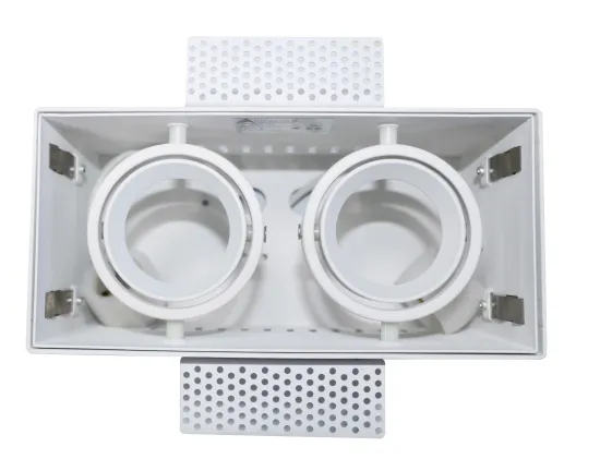 Aluminum Recessed Downlight Double Head GU10 Spotlight Housing and MR16 TRIMLESS Fitting