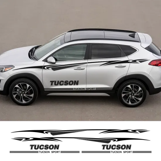 2PCS Car Styling Door Side Sport Garland Stickers For Hyundai Tucson Captivating Auto Body Decor Vinyl PVC Decal Car Accessories