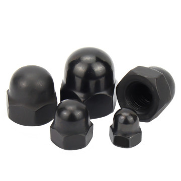 High Quality Black Carbon Steel Decorative Acorn Nuts and Hex Domed Cap Nuts in M3 to M12 Sizes