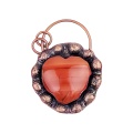 Red Jasper Love Heart Retro Red Copper Pendant for Making Jewelry