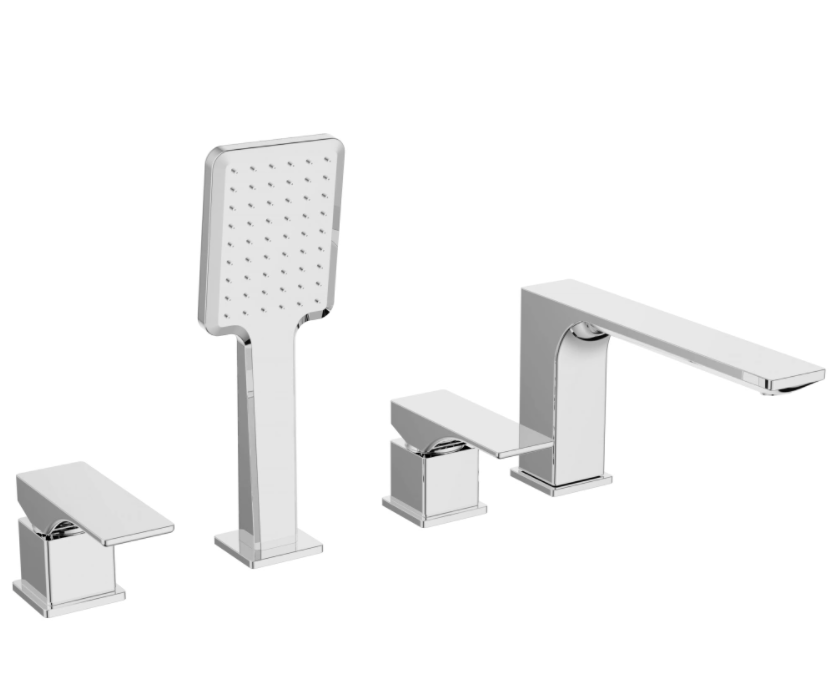 مجموعة صنبور حوض الاستحمام مطلي بالكروم من أربع قطع
