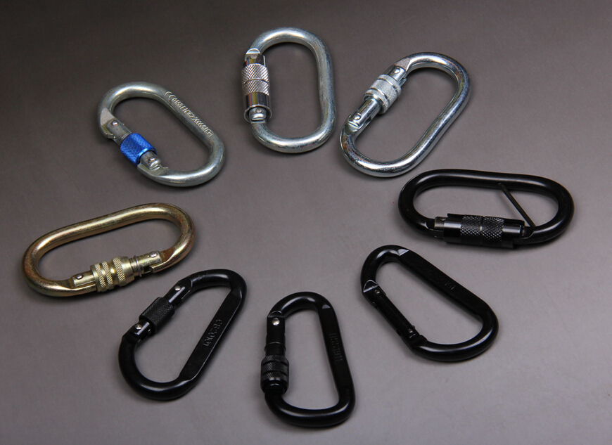 Black Color Dee Shape Strong Carabiner with Screw Lock