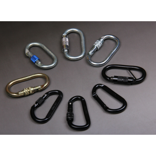 Carabiner forte da forma preta de Dee da cor com fechamento de parafuso