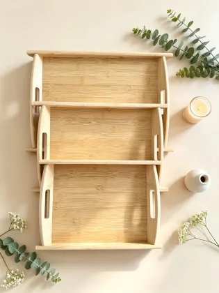 Rectangular bamboo fruit coffee tea tray