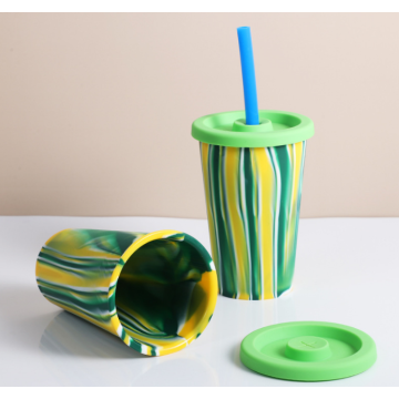 Custom Silicone Tumbler Cup met deksel en stro