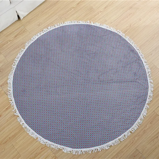 China Manufacturers Customized Personalized Tassel Blanket 100% Microfiber Round blanket With Tassels Ultra Soft