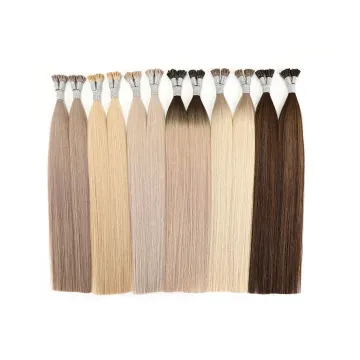 12A European Hair 100% Virgin Double Drawn Ombre Color Italian Keratin Prebonded i Tip Hair Extensions Virgin i Tip Human Hair