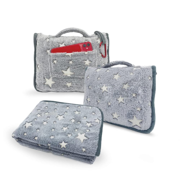 Customizable 2-in-1 Glow-in-the-Dark Plush Pillow and Blanket Set for Travel