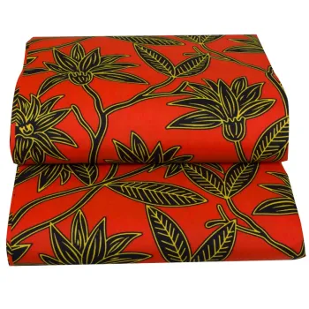 Wholesale Red Leaf African Wax Fabric: 100% Polyester African Print Fabric