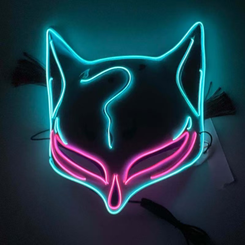 LED EL Wire Fox Kitsune Costume Face Mask