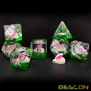 Bescon Übergroße DND Tierwürfel Set von Kaninchen, Riesen 7pcs Kaninchen-Polyhedral-D &amp; D-Würfel-Set, Große Dungeons und Drachen Würfel