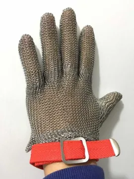 Durable stainless steel protective security chain mail leather working glove