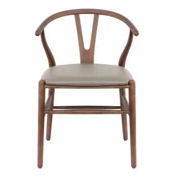 Manchurian-tree wood and leather Y chairs