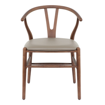Manchurian-tree wood and leather Y chairs