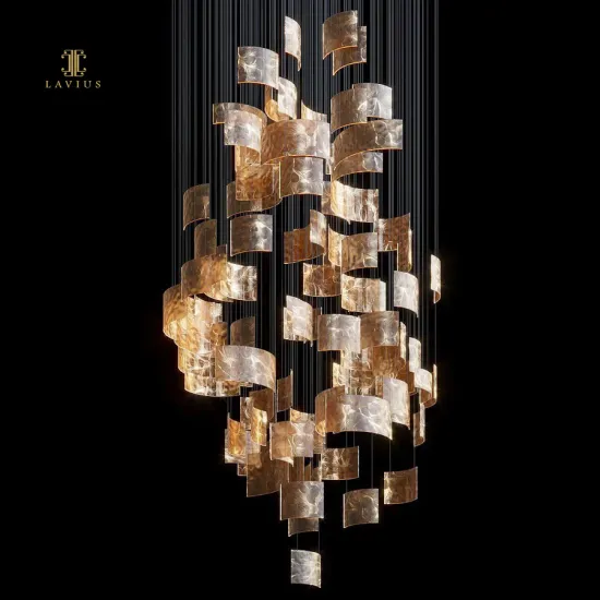 Retro fragment shape custom chandelier villa hotel lobby ceiling decoration chandelier