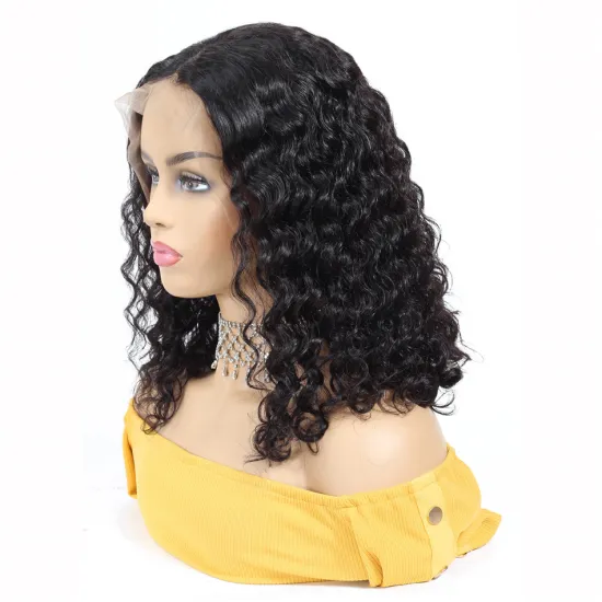 Raw Brazilian Human Hair Short Bob Lace Frontal Wigs Curly Wave 150% Density Deep Wave Bob Wigs 13X4 Lace Front Human Hair Wig