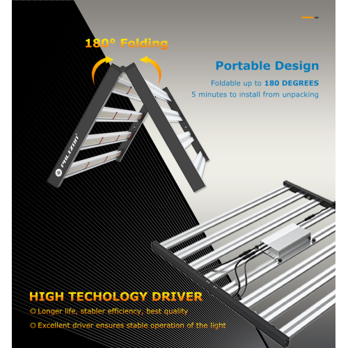 Luz de cultivo LED plegable 640W alto rendimiento