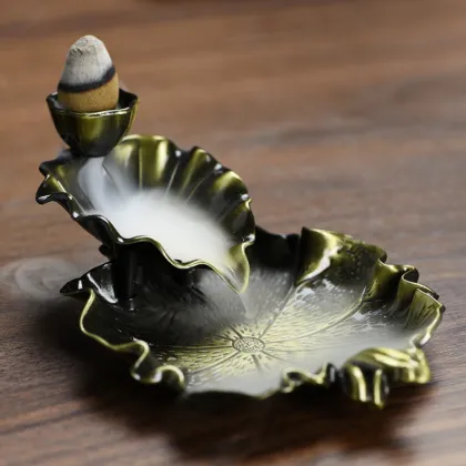 Arabic Mini Incense Burner Lotus Leaf Design Metal Backflow Coil Incense Wholesale