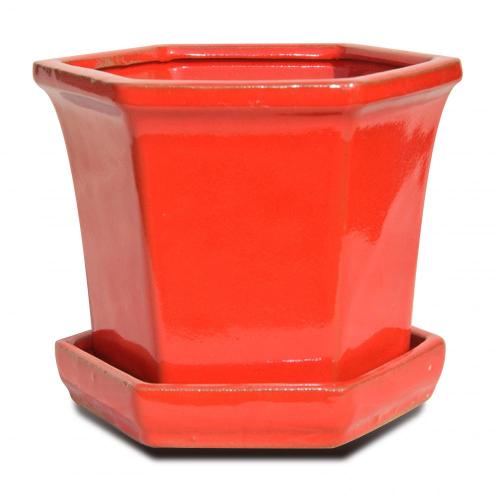 Glazed Ceramic Bonsai Pots Manufactory Direct Ceramic Pot Resistant Hexagon Pot Factory