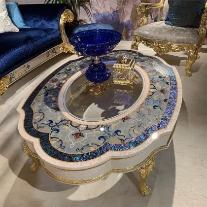 Antique European-style Handmade Shell Art Inlaid Sofa