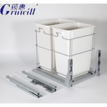 White kitchen trash can carrying damping track