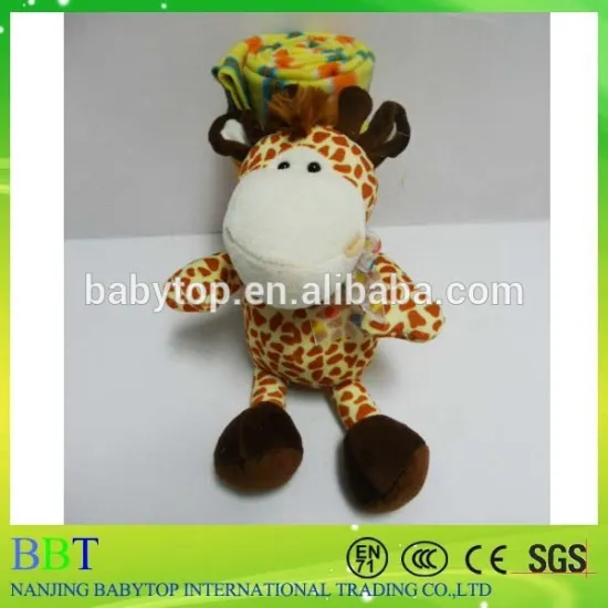 2015 Stuffed plush giraffe toy promotional newborn soft fleece baby blanket handmade