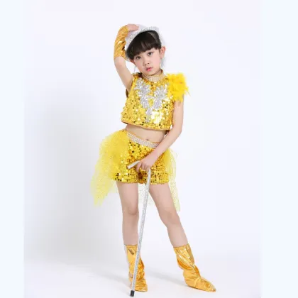 children blue sequins hip hop dance costume