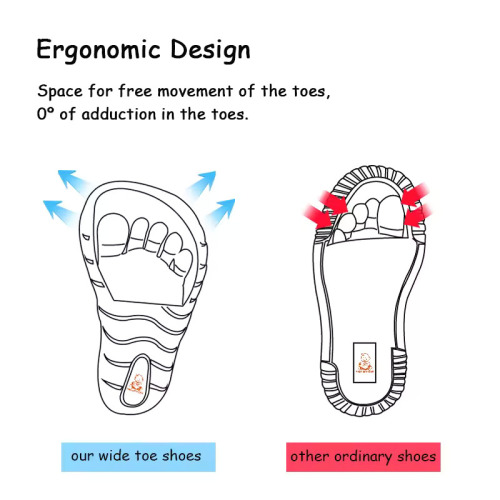 Chaussures aux pieds nus en cuir pour enfants - Boîte à orteils larges (garçons et filles)