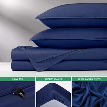 Luxury 4Pcs Bamboo Fitted Bed Sheet Pillowcase Set