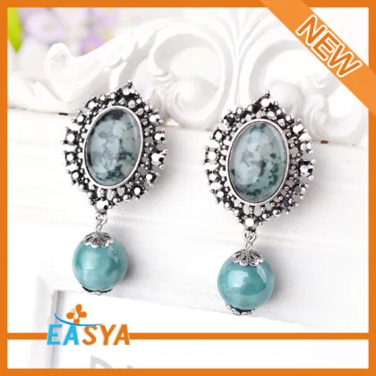 Vintage Silver Jewelry Wholesale Semi Precious Stone Earrings