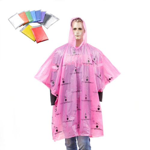 poncho de pluie jetable en plastique LDPE avec logo imprimé intégral