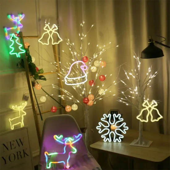 USB/Battery Powered LED Neon Light Tree Pendant for Christmas Decoration