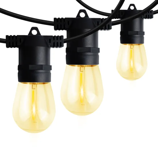 Commercial Grade Heavy Duty 18/2 SJTW 120V LED Bulb Light String 48ft Outdoor Lights
