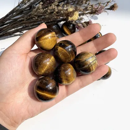 Donghai Healing Tiger Eye Stone Sphere - Natural Reiki Mini Size Ball