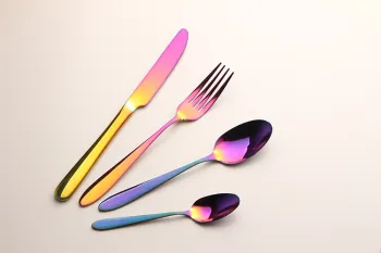 new model rainbow stainless steel flatware set