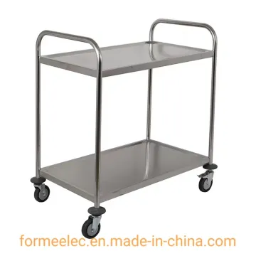 Hotel Service Trolley Serving Trolley 2 Layers Service Cart Round Tube Restaurant Trolley Cart