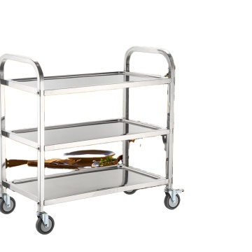 Stainless Steel Mobile Food Service Cart with Detachable Tiers for Hotels and Restaurants