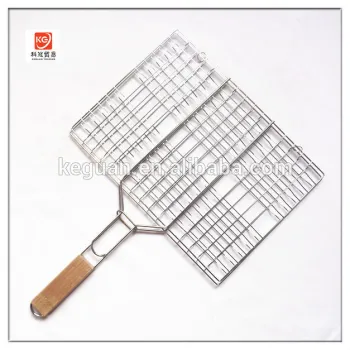B-029 common good quality wooden handle stainless steel barbecue grill