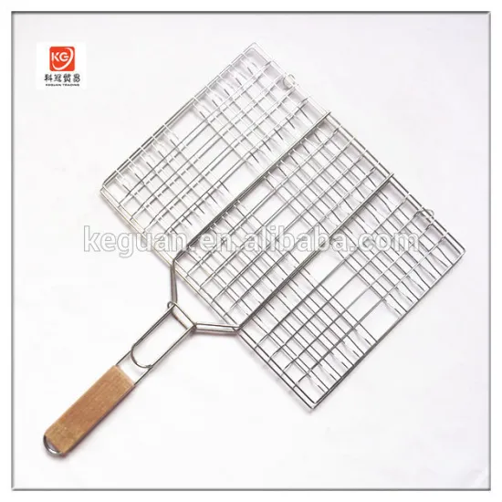 B-029 common good quality wooden handle stainless steel barbecue grill