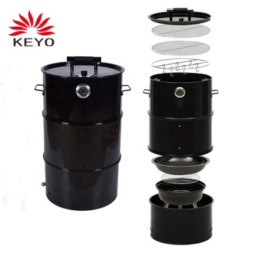 BBQ Barril de barbacoa 4 en 1 Multi-Function Barbecue 4-In-1Barrel Offset Smoker Grill Charcoal Grills