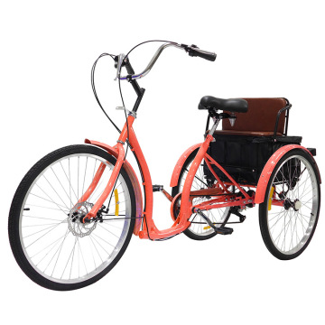 26 Zoll anpassbares erwachsenes Dreirad mit Multifunktions-Heckkorb 6-Gang-Frachttrike für Einkäufe und Senioren mit niedrigem Stufe Rahmen