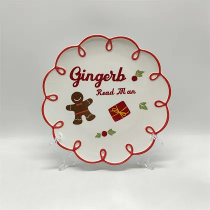 Gingerbread Print Ceramic Plate