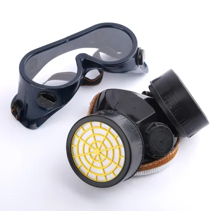 Protective glasses and gas half-mask set